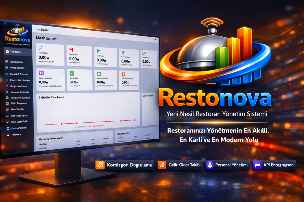 Restoran yönetim sistemi online ve offline görsel